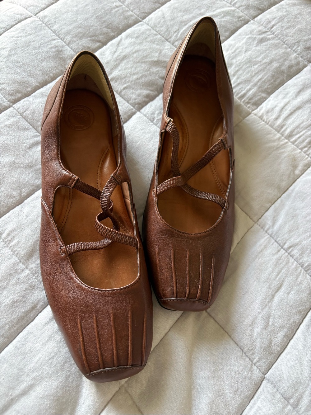 Mirture Brown Square Toe Mary Jane Flats - Size 10M